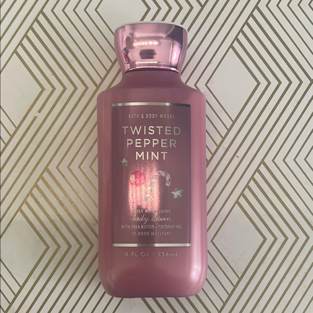 Bath & Body Works Twisted Peppermint Body Lotion - Metallic Pink